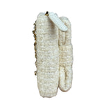Chanel White Tweed Quilted Bow Wallet On Chain