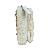Chanel White Tweed Quilted Bow Wallet On Chain