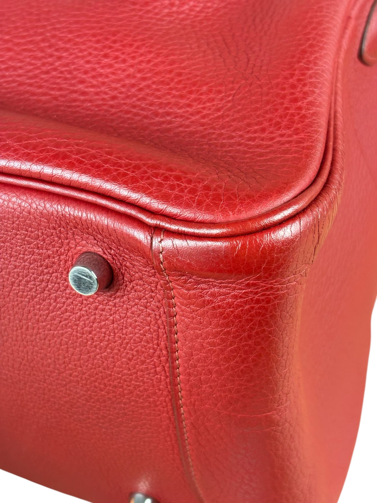 Hermes Rouge Clemence Leather Lindy 34
