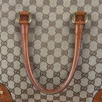 Gucci GG Brown Leather Trim Canvas Monogram Tote Bag