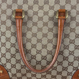 Gucci GG Brown Leather Trim Canvas Monogram Tote Bag