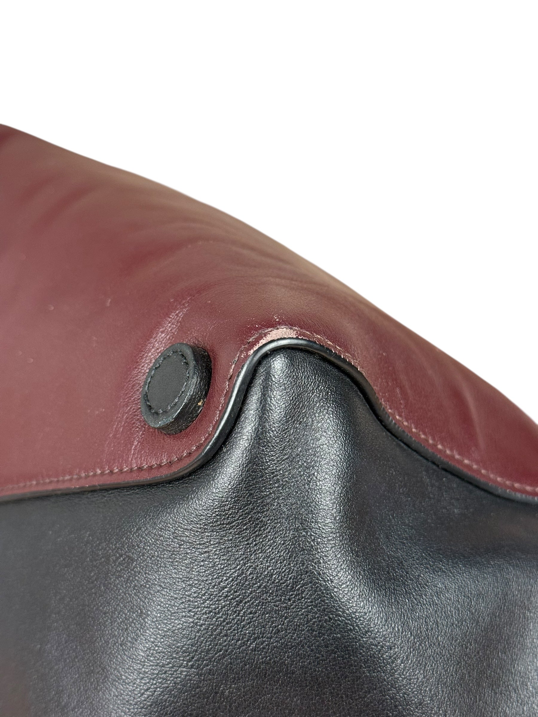 Prada Black/Burgundy Leather Shoulder Tote