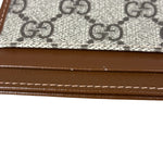 Gucci Brown Leather Trim GG Supreme Card Holder