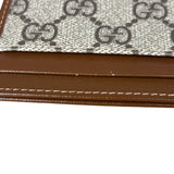 Gucci Brown Leather Trim GG Supreme Card Holder