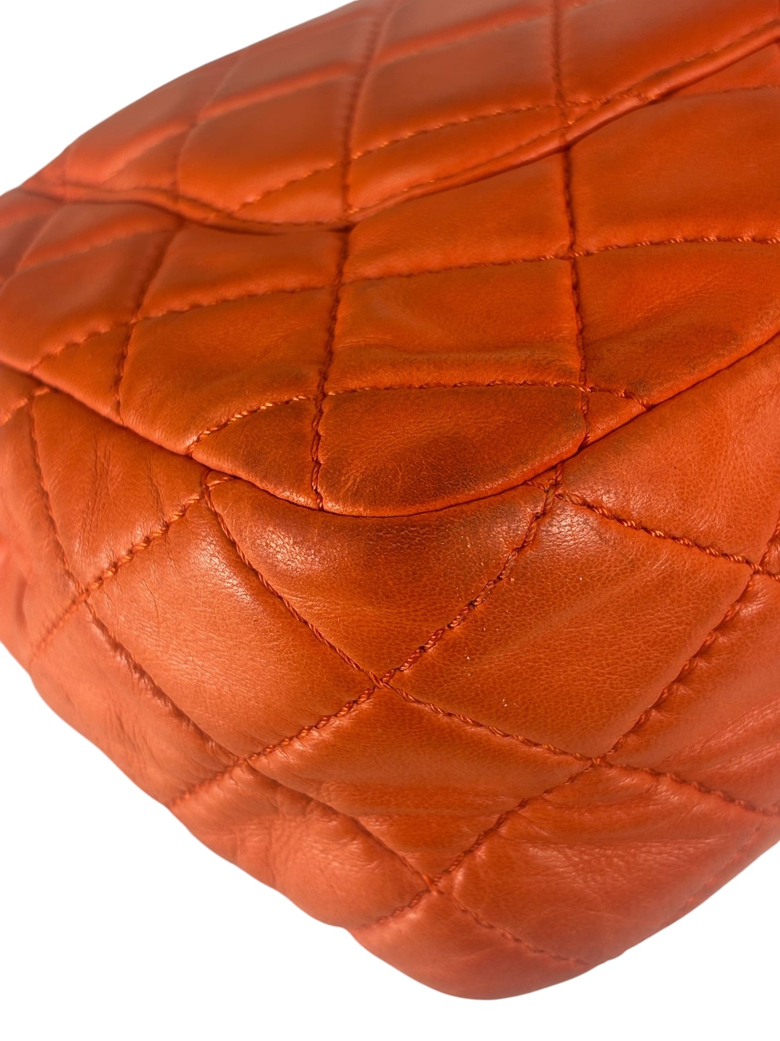 Chanel Orange Quilted Lambskin Flap Bag 2008