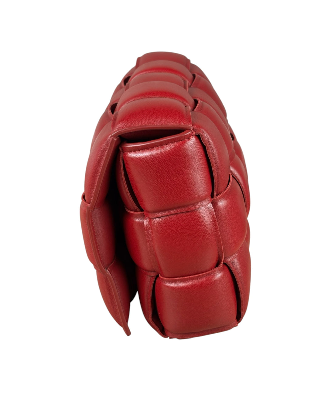 Bottega Veneta Red Intrecciato Padded Cassette Flap Bag