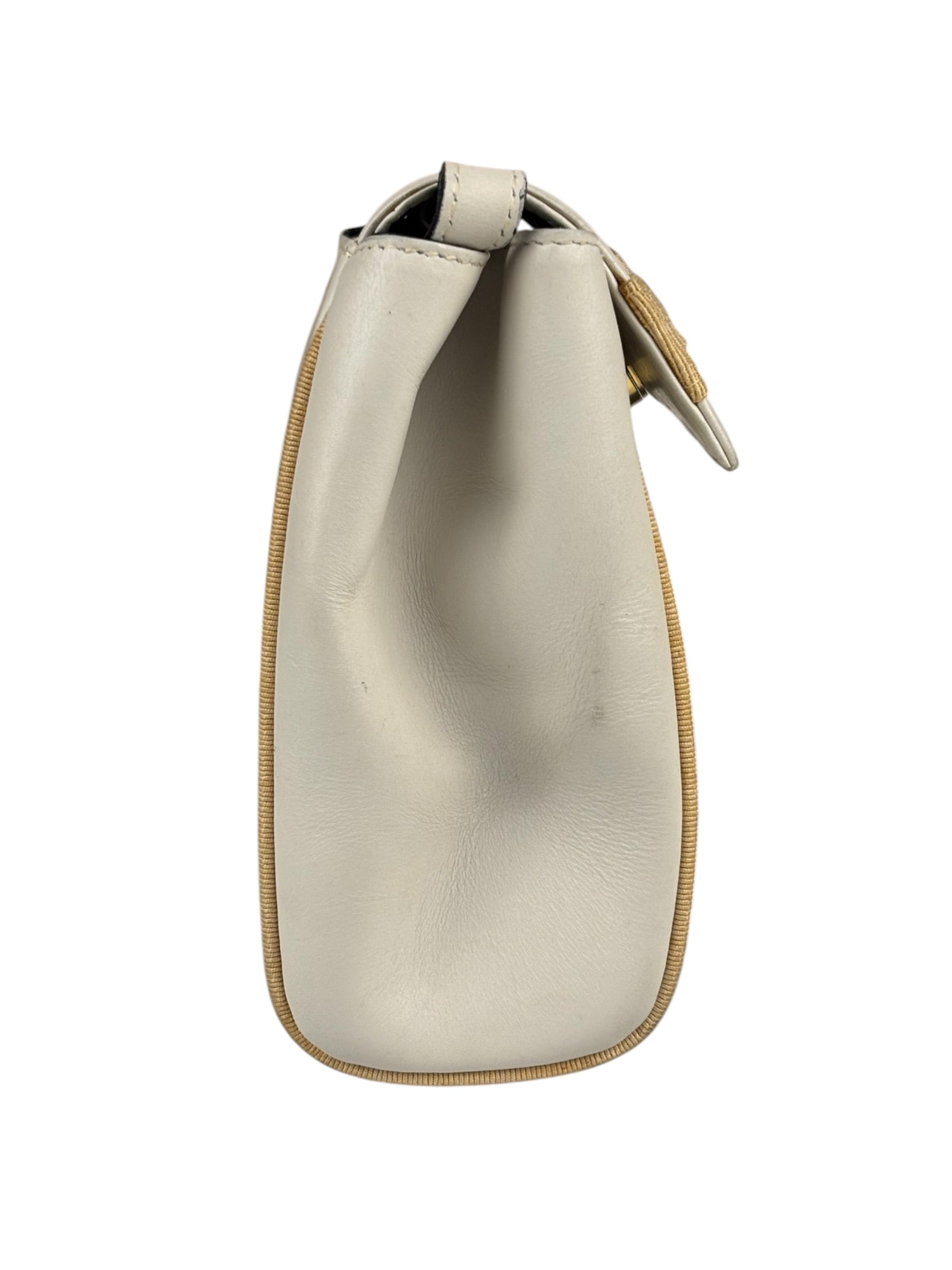 Salvatore Ferragamo Vintage Cream Vara Leather Crossbody Shoulder Bag