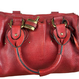Chloe Red Leather Paddington Medium Satchel Two-Way Bag