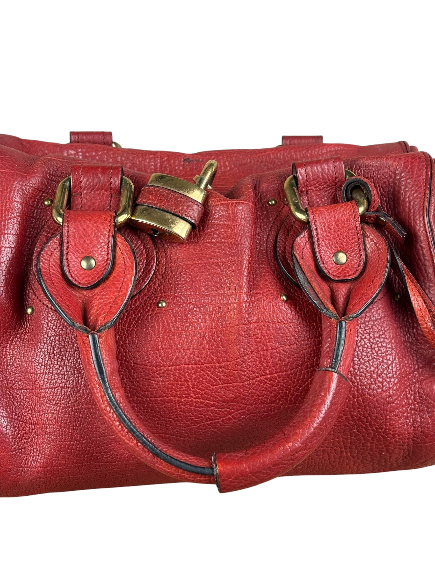 Chloe Red Leather Paddington Medium Satchel Two-Way Bag