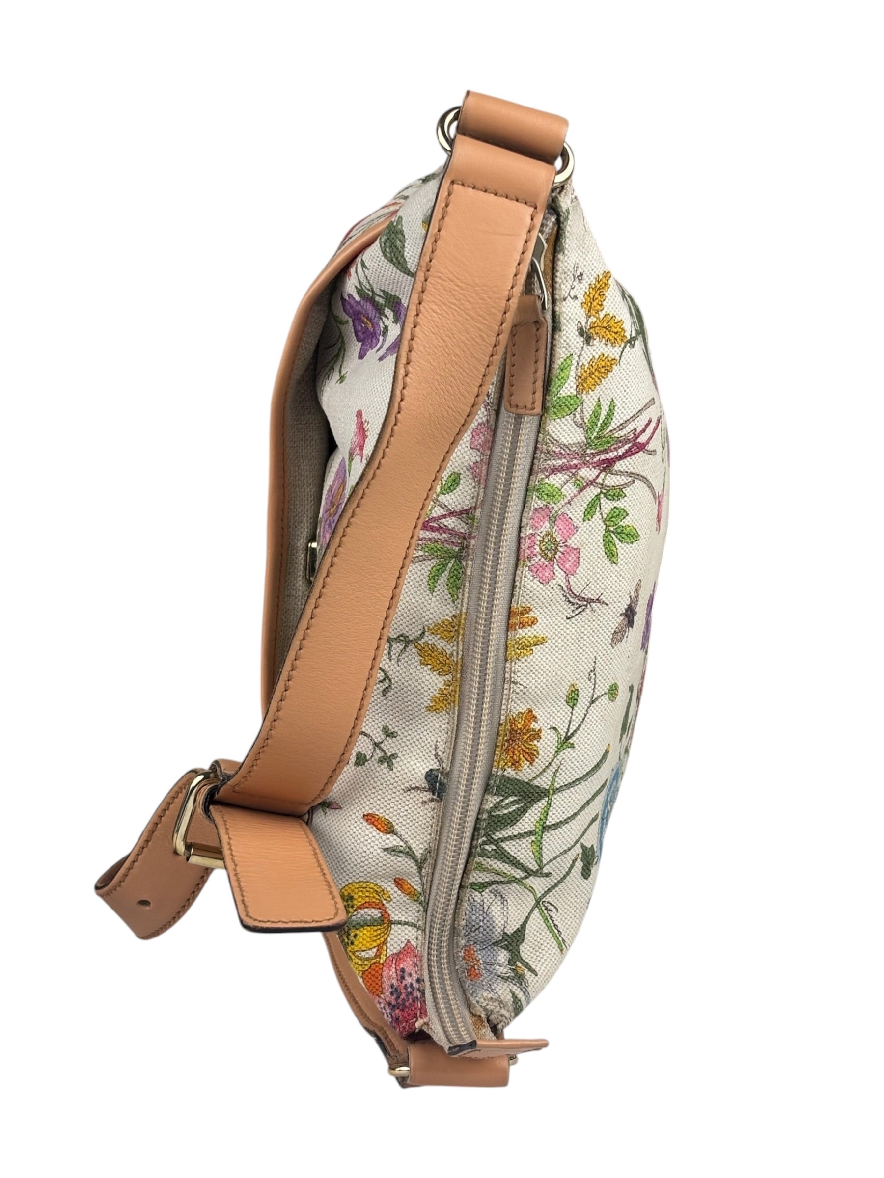 Gucci Vintage Leather/Canvas Blooms Crossbody