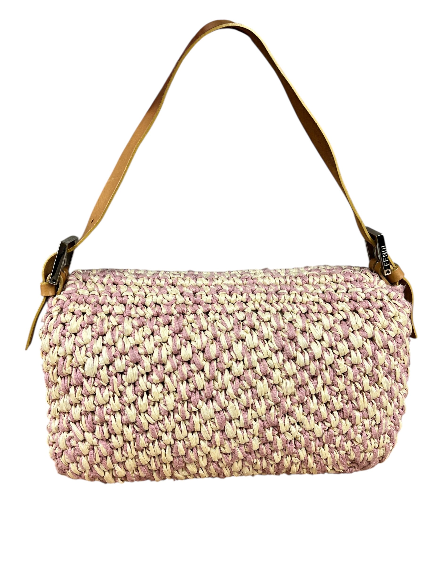 Fendi Raffia Crochet Baguette