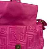 Fendi Pink Leather Logo Embossed Baguette