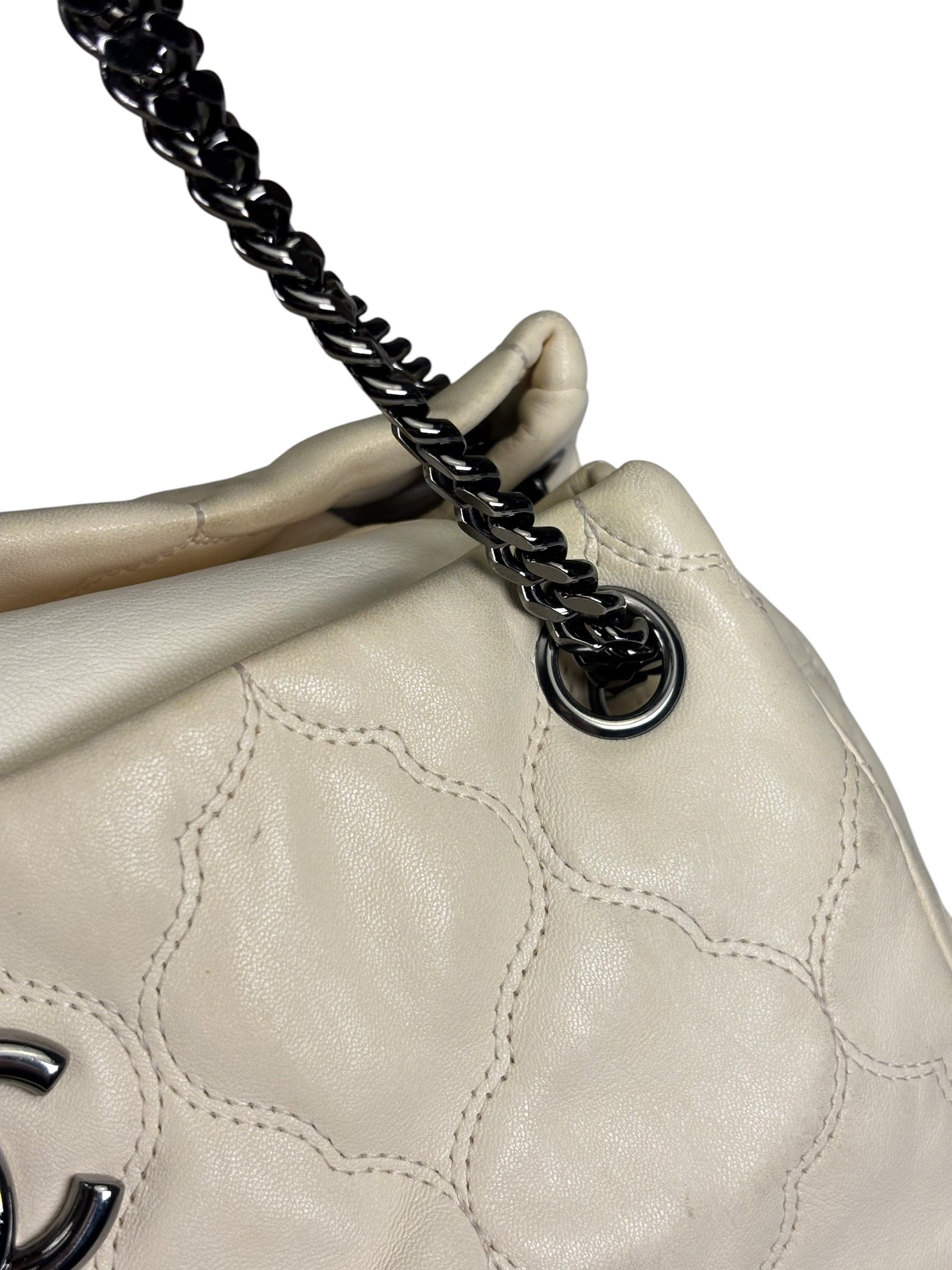 Chanel Beige Quilted Leather  Chain Shoulder Bag 2008