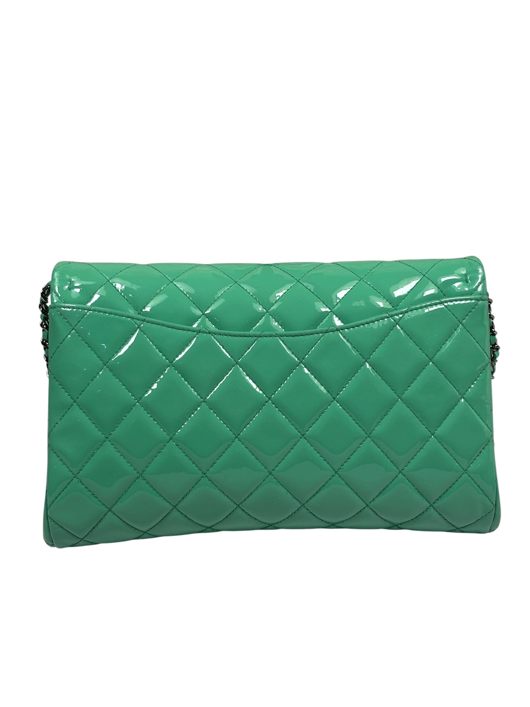 Chanel Green Quilted Patent Leather Flap Bag 2012