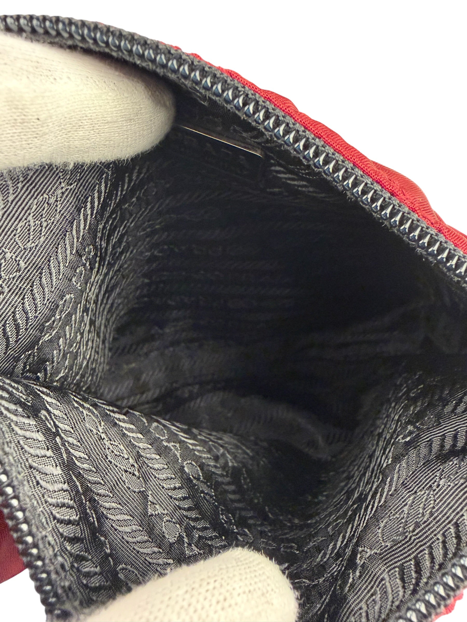 Prada Vintage Red Quilted Nylon Pouch MV599