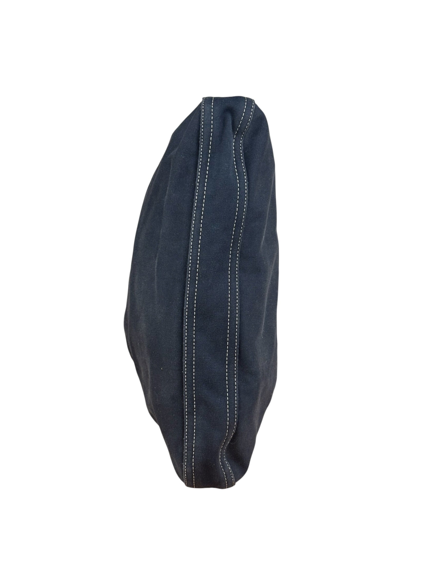 Fendi Vintage Navy Blue Leather Trim Mamma Baguette