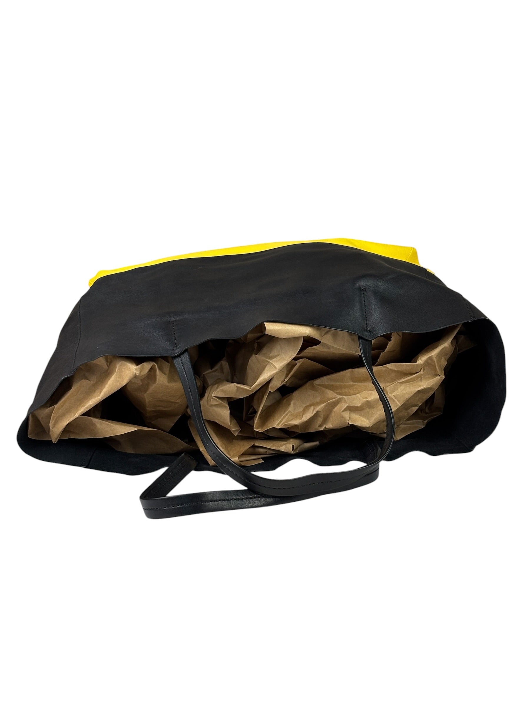 Celine Yellow/Black Leather Horizontal Cabas Tote