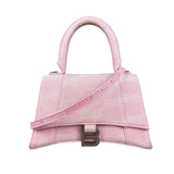 Balenciaga Pink Denim Small Hourglass 2Way Handbag