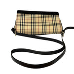 Burberry Black Leather Trim House Check Flap Crossbody Bag