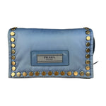 Prada Nylon Blue Studded Crossbody Bag