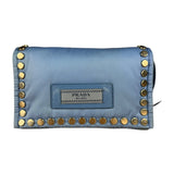 Prada Nylon Blue Studded Crossbody Bag