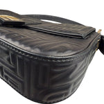 Fendi Black Leather 3D Logo Embossed Baguette