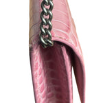 Balenciaga Pink Croc-Embossed Leather Chain B Wallet