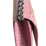 Balenciaga Pink Croc-Embossed Leather Chain B Wallet
