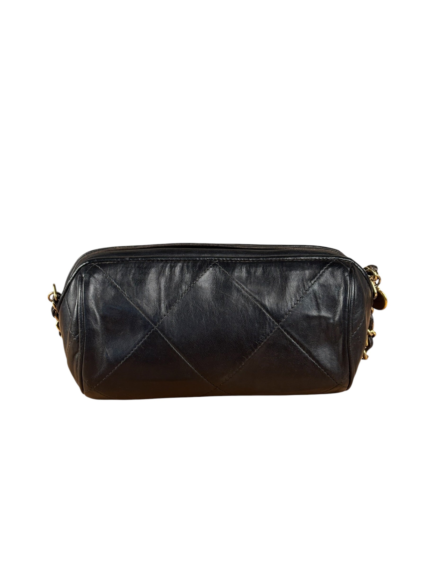 Chanel Black Quilted Leather CC Tassel Barrel Mini Chain Bag