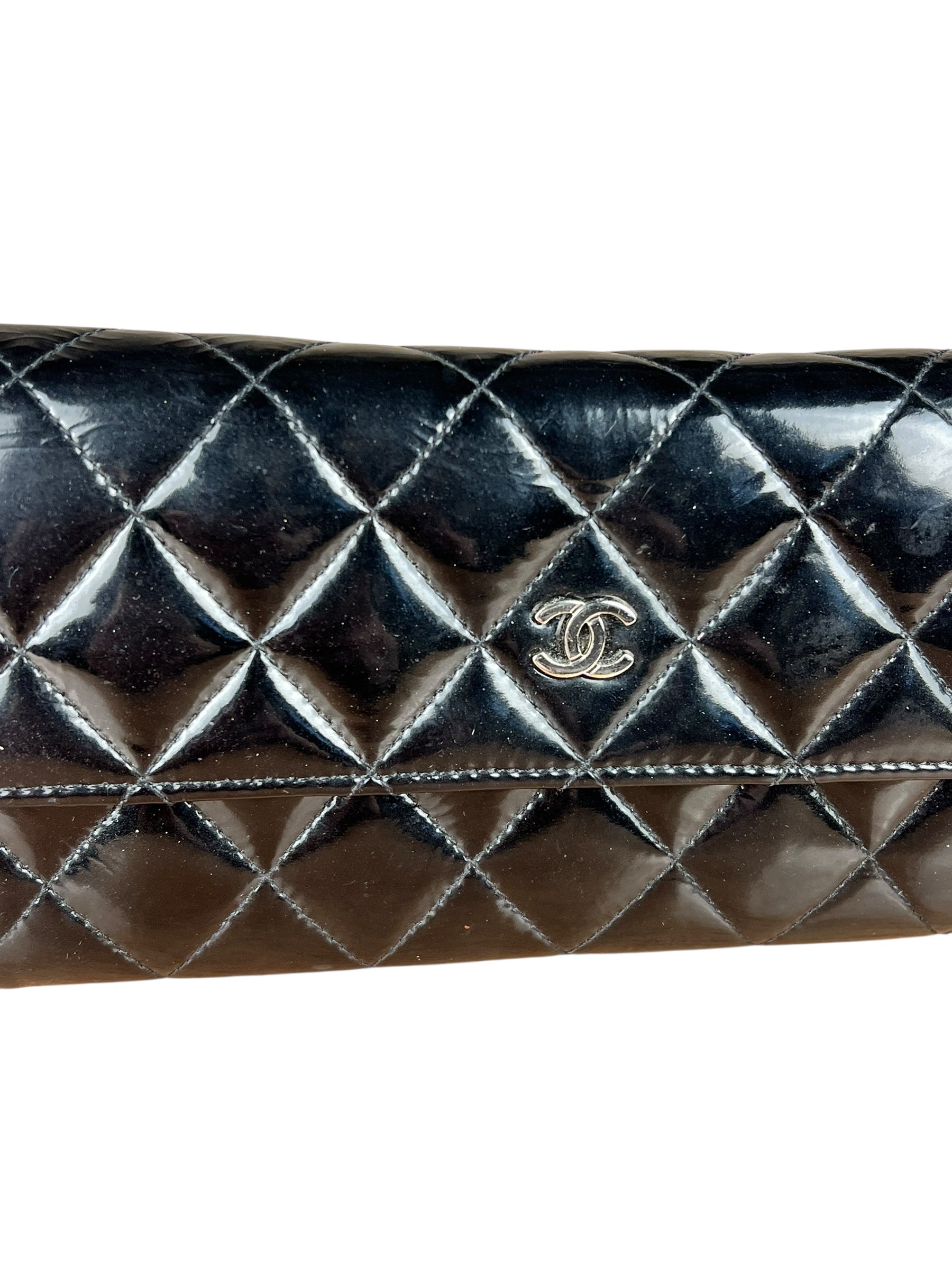 Chanel Black Patent Leather Wallet on Chain 2014
