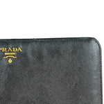 Prada Saffiano Leather Snap Long Wallet Black