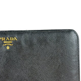 Prada Saffiano Leather Snap Long Wallet Black