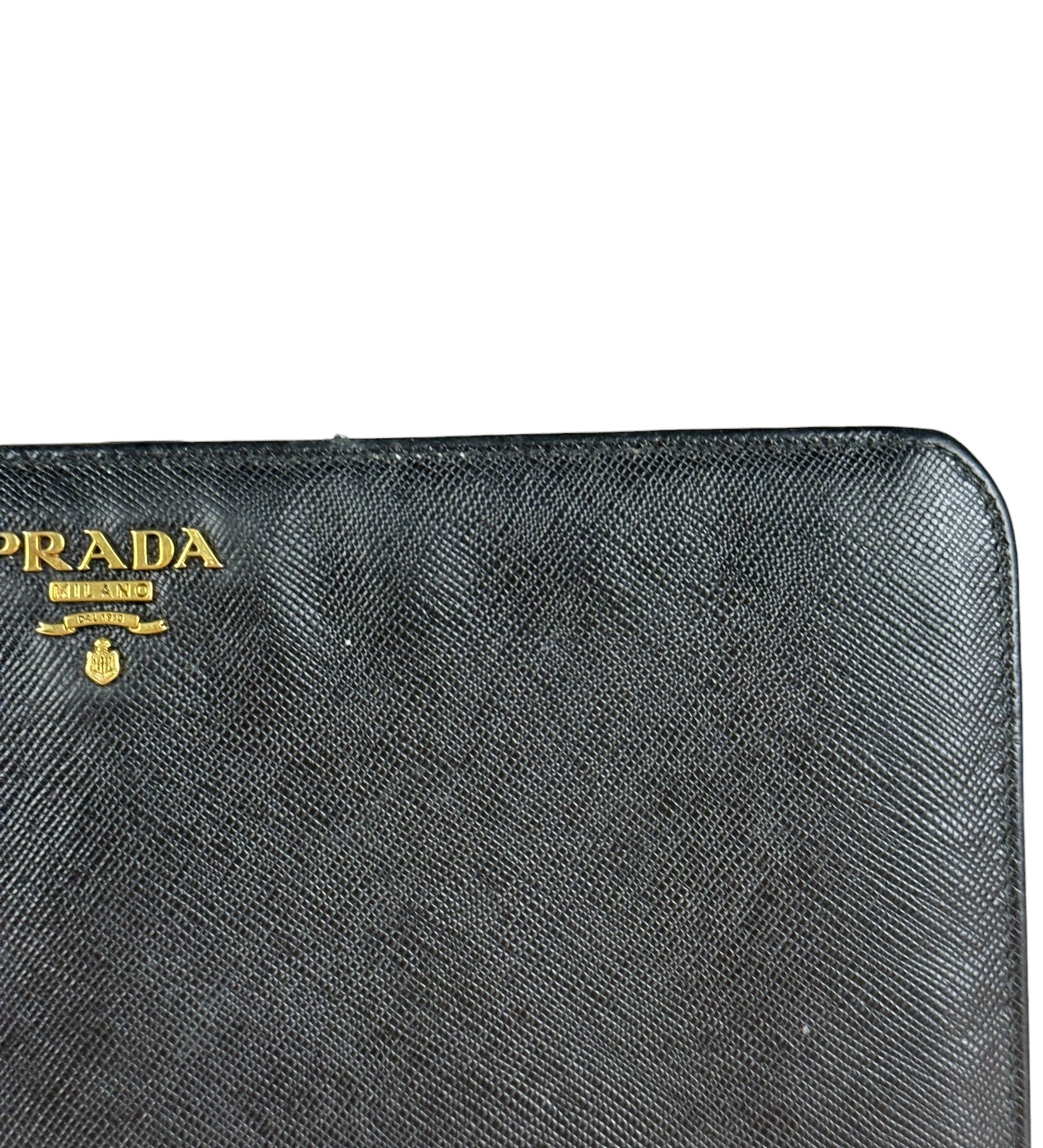 Prada Saffiano Leather Snap Long Wallet Black