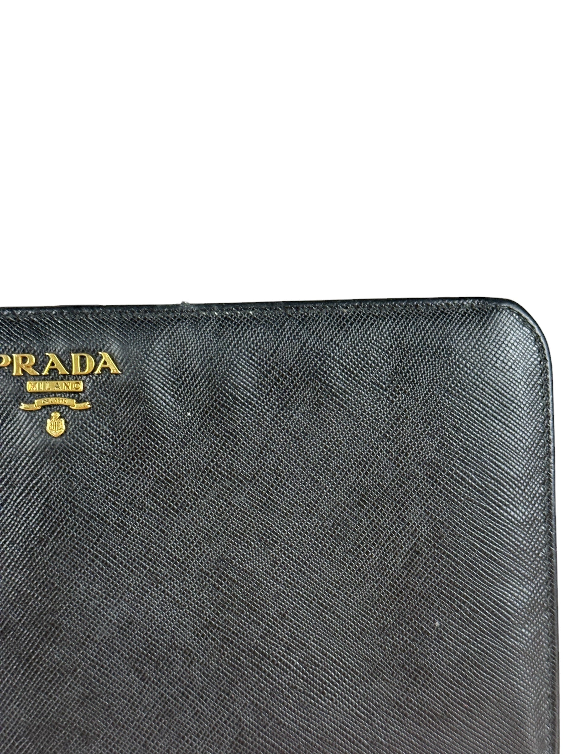 Prada Saffiano Leather Snap Long Wallet Black