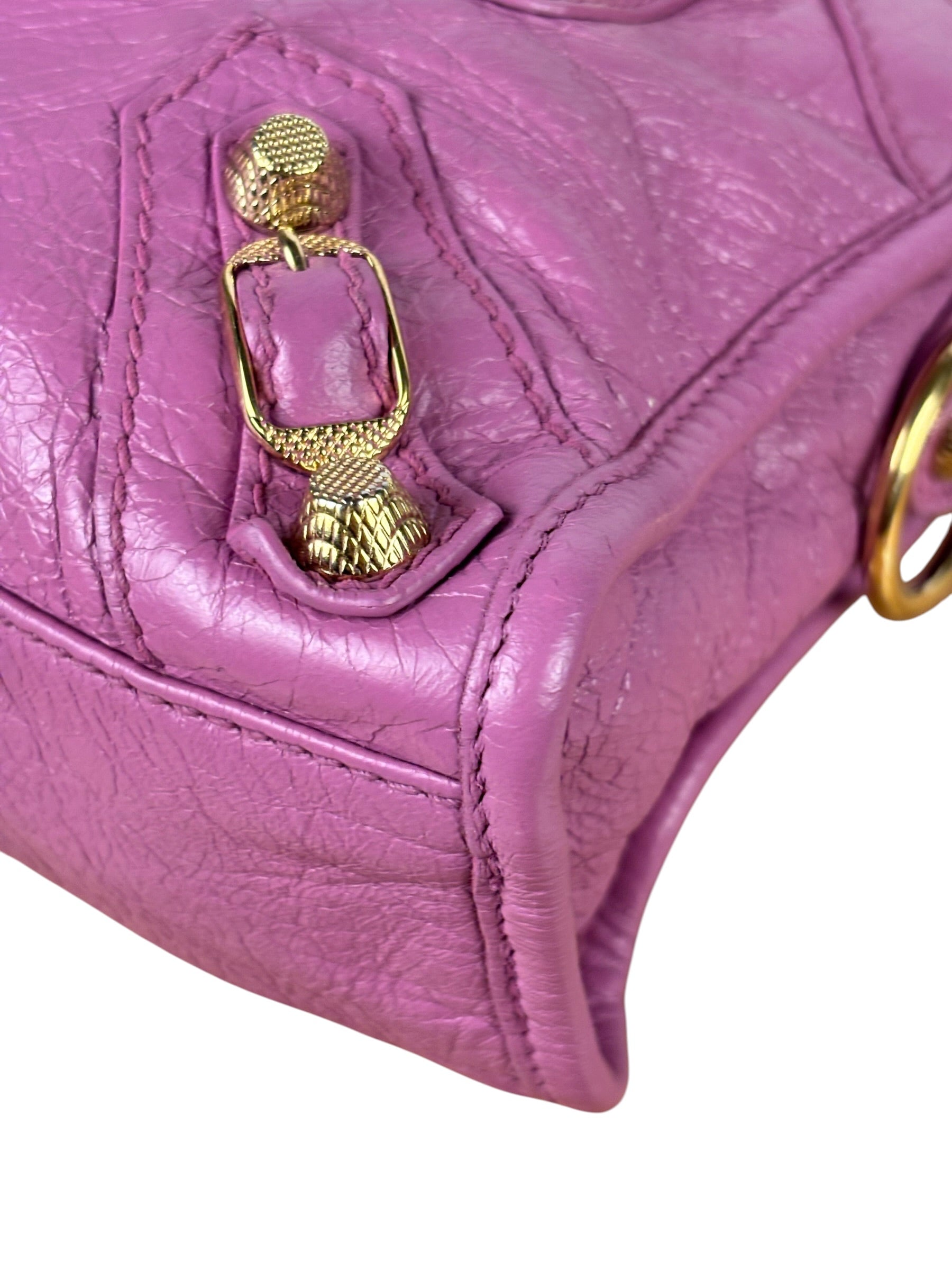 Balenciaga Purple Leather Velo Moto Two-Way Bag