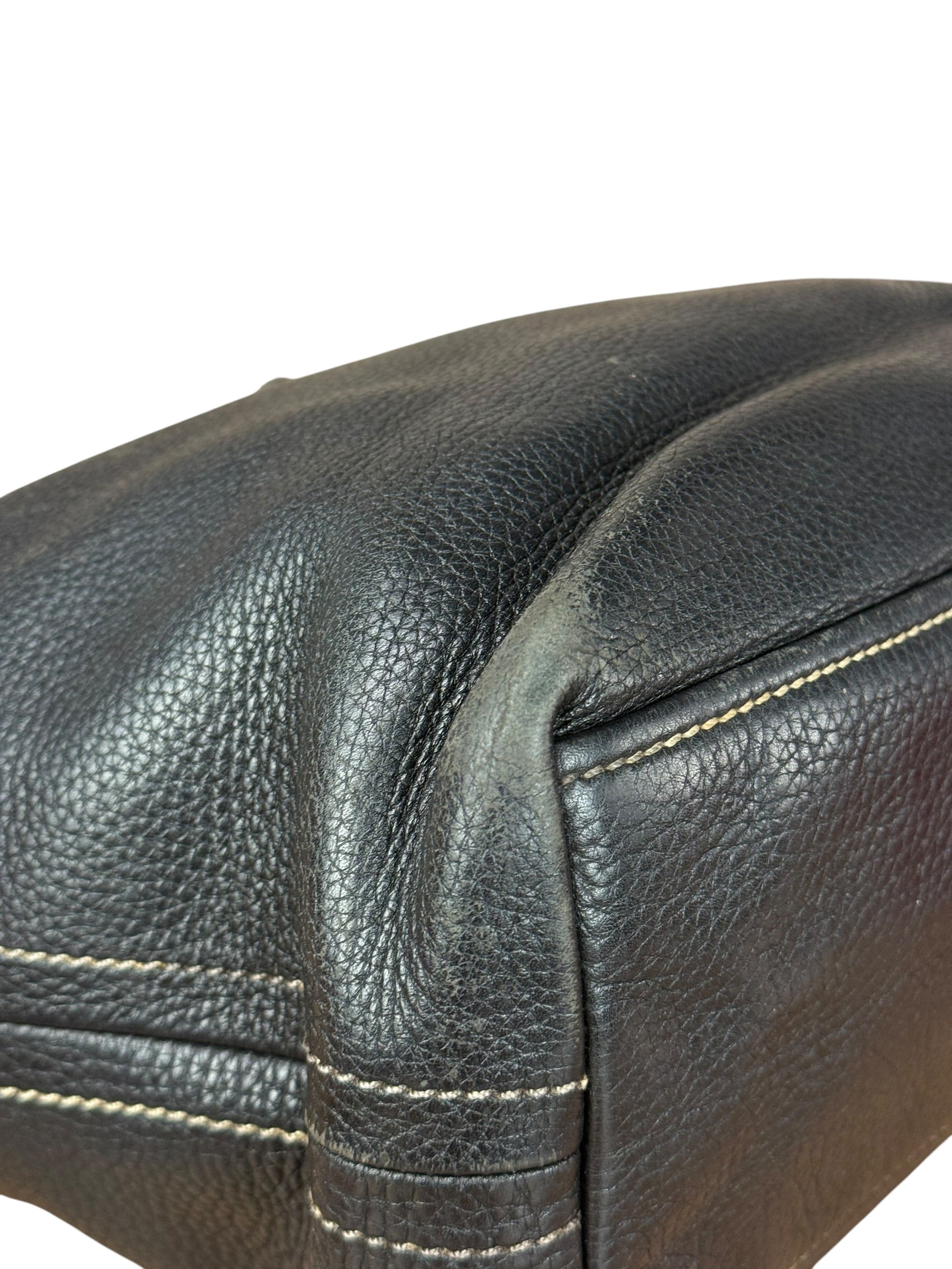 Prada Vintage Black Pebbled Leather Hobo Bag
