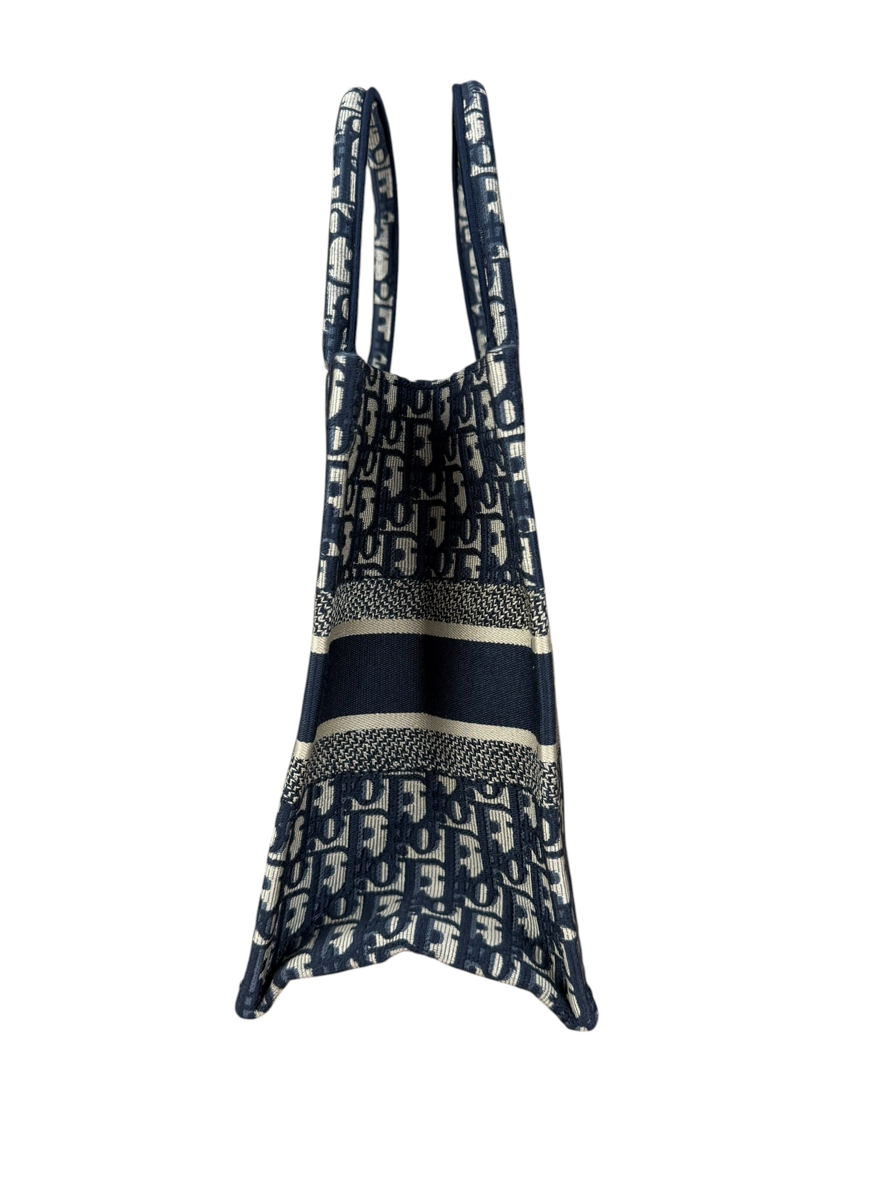 Christian Dior Navy Ecru Oblique Small Book Tote