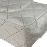 Chanel White Quilted Caviar Wooden M Flap 1999