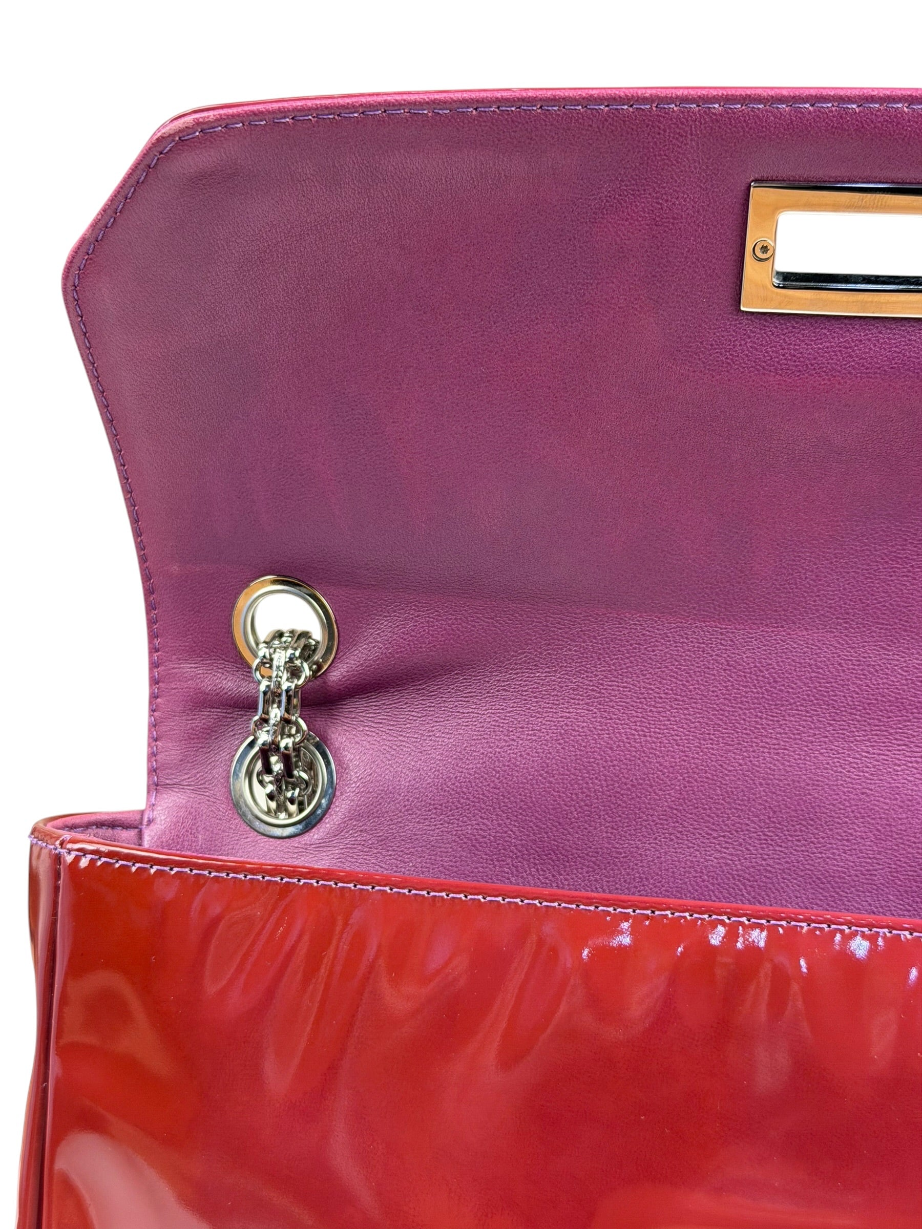 Chanel Burgundy Patent Leather Mademoiselle Bijoux Chain Flap Bag 2008