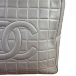 Chanel White Leather Chocolate Bar CC Tote Bag 2002