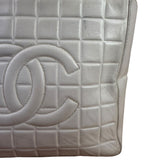 Chanel White Leather Chocolate Bar CC Tote Bag 2002