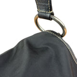 Damaged Prada Vintage Black Tessuto Nylon Leather Trim Saddle Flap Shoulder Bag