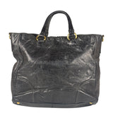 Prada Vintage Black Shine Leather Vitello Daino Tote