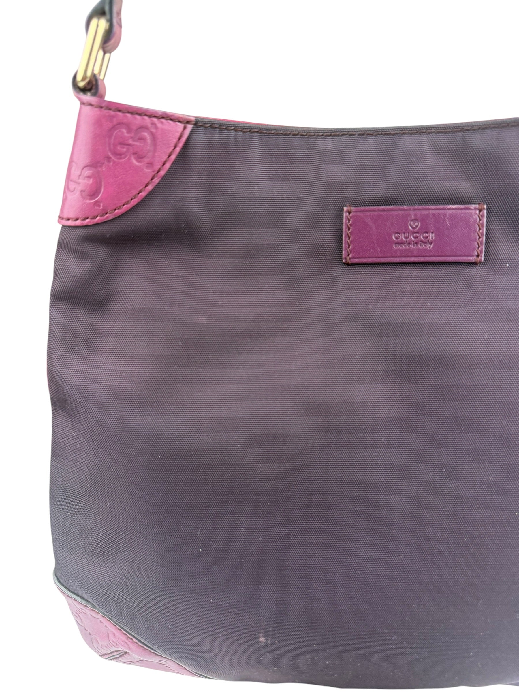 Gucci Vintage Purple Canvas Shoulder/Hobo Bag