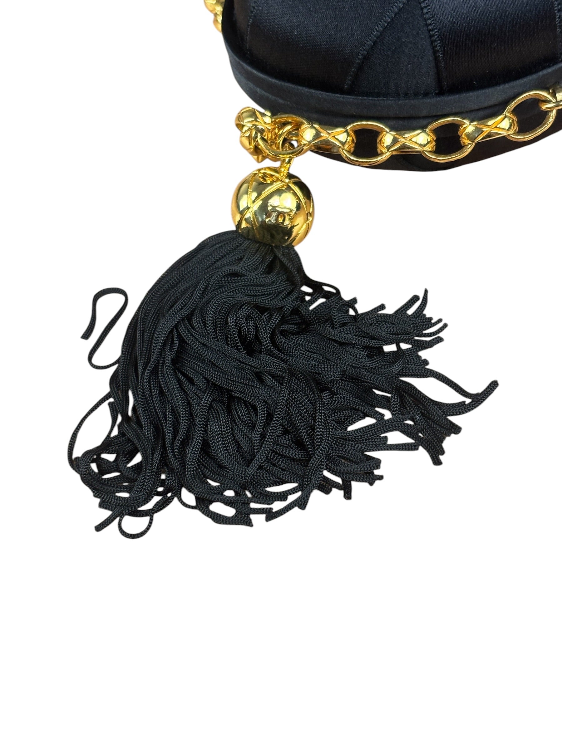 Chanel Black Satin Quilted Chain Clutch 2019