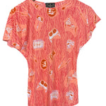 Fendi Tessuto Nylon Orange Graphic Top