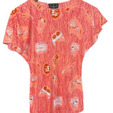 Fendi Tessuto Nylon Orange Graphic Top