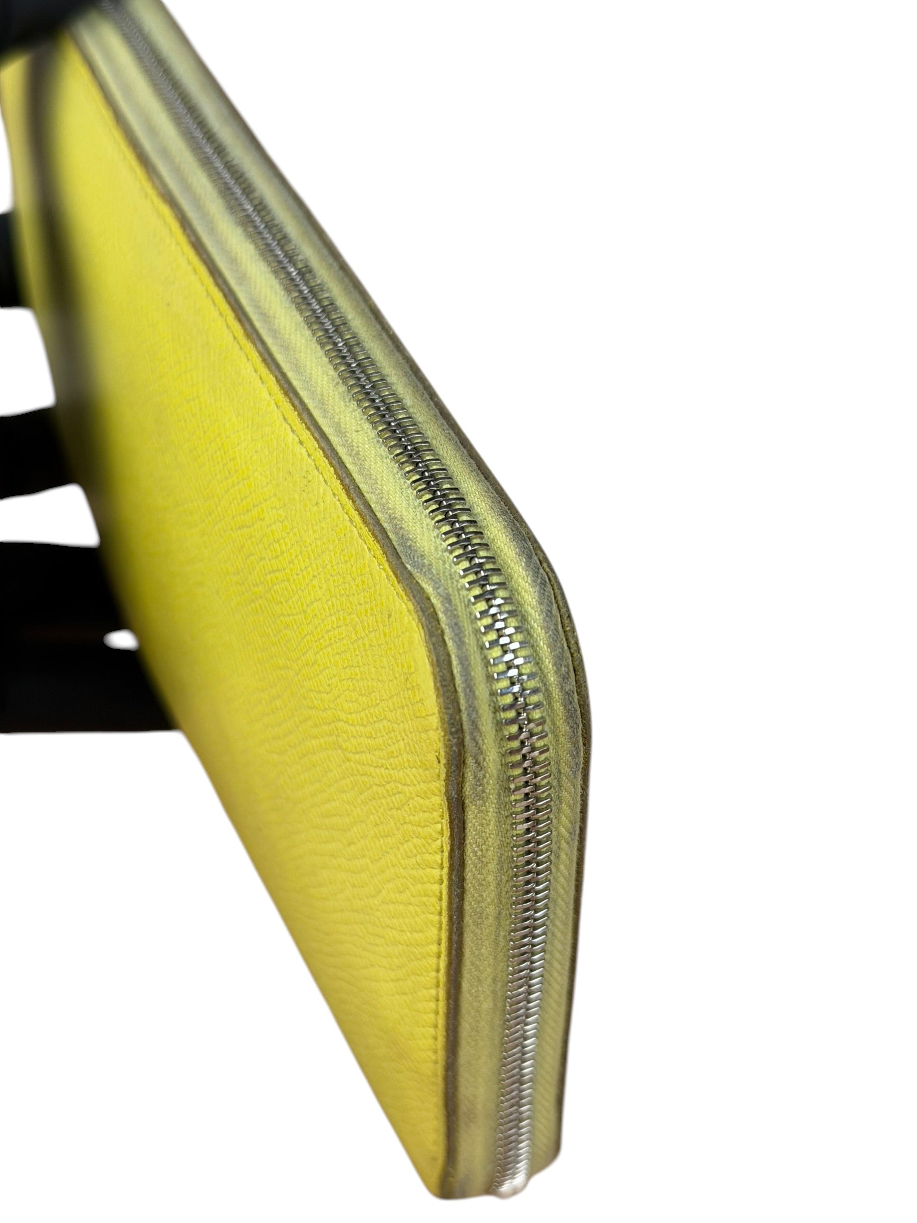 Hermes Yellow Leather Silk'In Classique Long Wallet