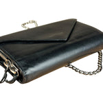 Balenciaga Black Leather Flap Wallet on Chain Bag
