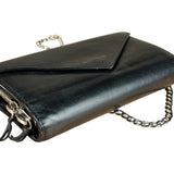 Balenciaga Black Leather Flap Wallet on Chain Bag